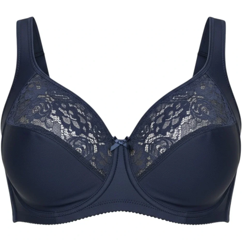 Glamorise MagicLift Minimizer Lace Bra Navy Blue 44DD